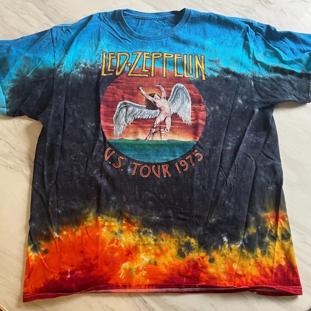 Retro Led Zeppelin Icarus Tie Dyed T Shirt - 1975 U.S Tour - Men's XL